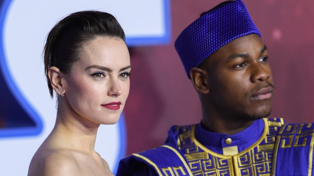 Daisy Ridley and John Boyega attend the European premiere of 'Star Wars: The Rise of Skywalker'