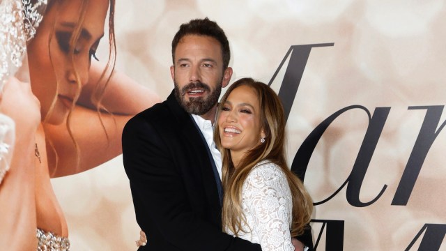 LOS ANGELES, CALIFORNIA - FEBRUARY 08: (L-R) Ben Affleck and Jennifer Lopez attend the Los Angeles Special Screening of "Marry Me" on February 08, 2022 in Los Angeles, California.