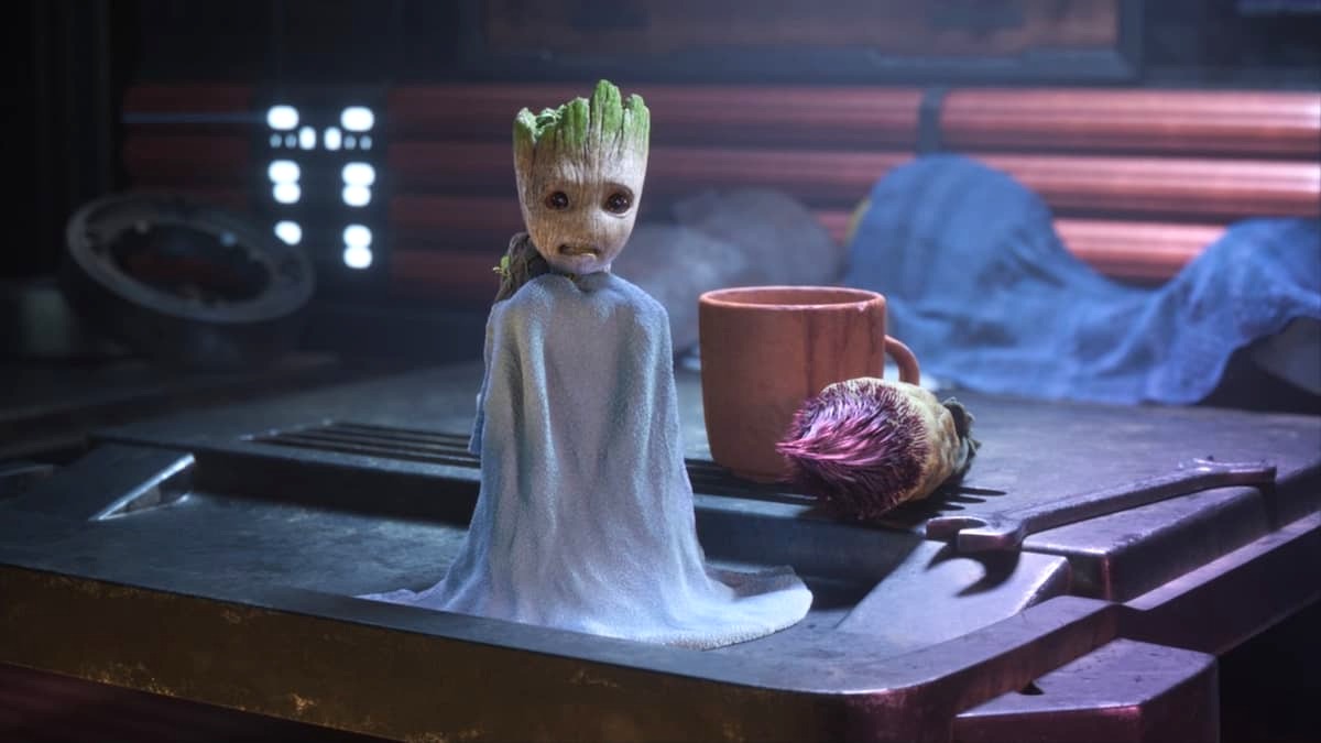 I Am Groot Groots First Steps Groot with a towel