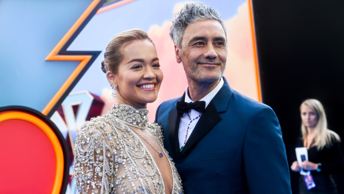 Rita Ora and Taika Waititi attend the UK Gala Screening of Marvel Studios' Thor: Love and Thunder at Odeon Luxe Leicester Square on July 05, 2022 in London, England.