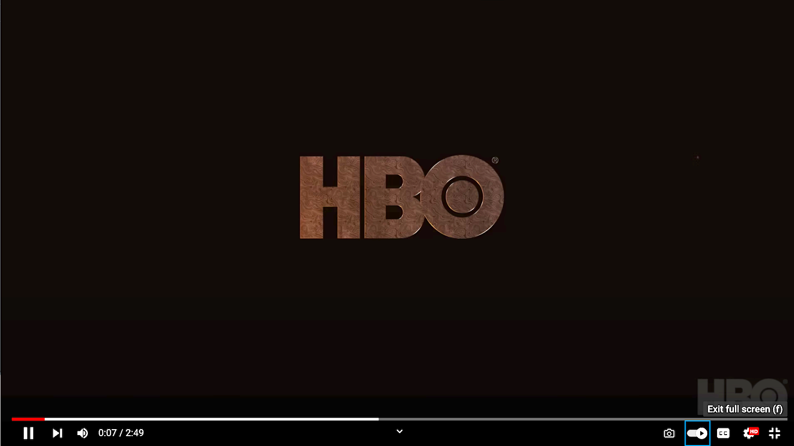 A screenshot of the HBO logo that precedes House of the Dragon on YouTube
