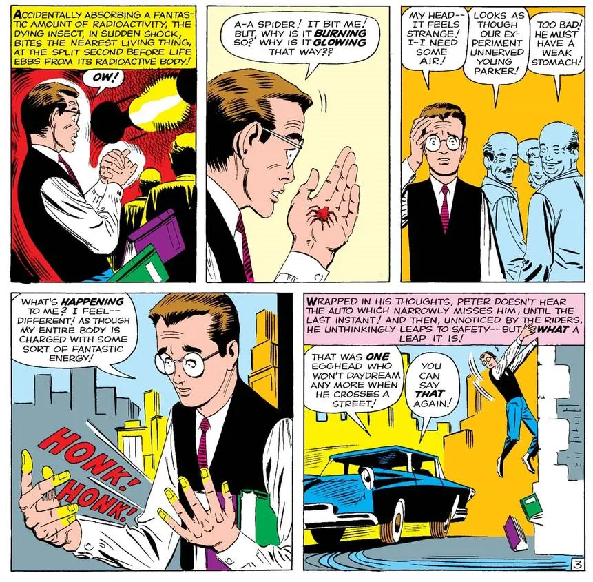 A Spider-Man comic that shows what happened to Peter Parker is shown. 