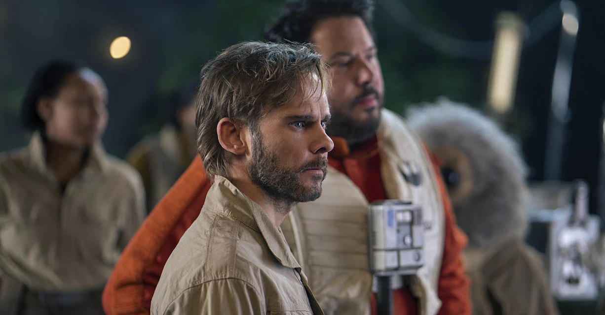 Dominic Monaghan profile in character as Beaumont Kin in “Star Wars: The Rise of Skywalker”