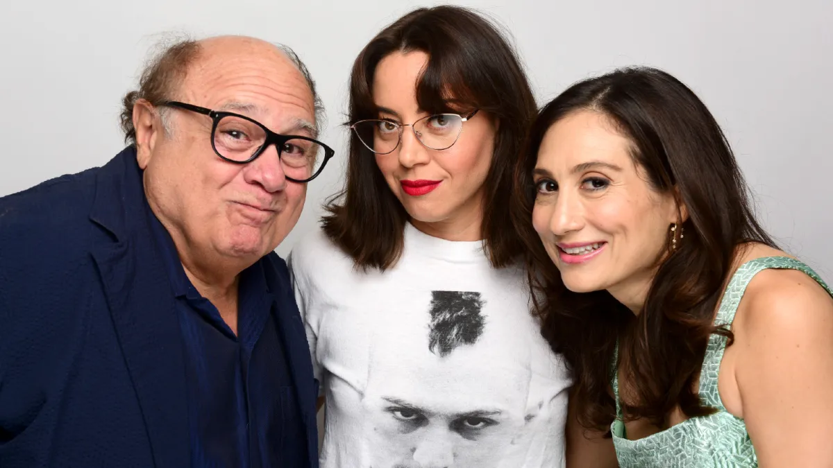 Danny DeVito, Aubrey Plaza, and Lucy DeVito visit the #IMDboat At San Diego Comic-Con 2022: Day Two on The IMDb Yacht on July 22, 2022 in San Diego, California.