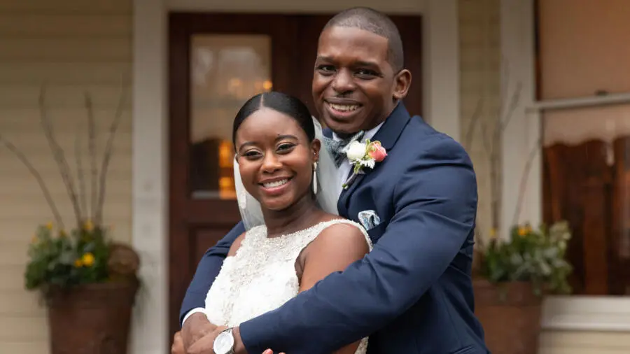 Married at First Sight's Deonna and Greg Okotie on their wedding day