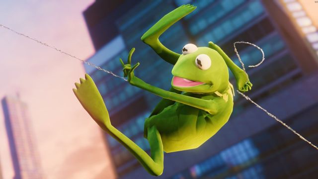 Kermit the Frog modded into Spider-Man