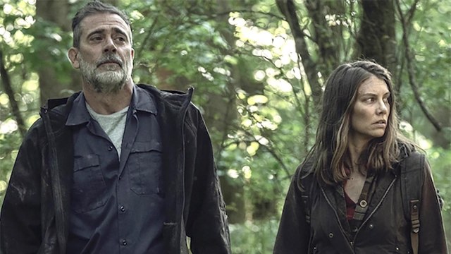 Maggie and Negan explore the forest in The Walking Dead