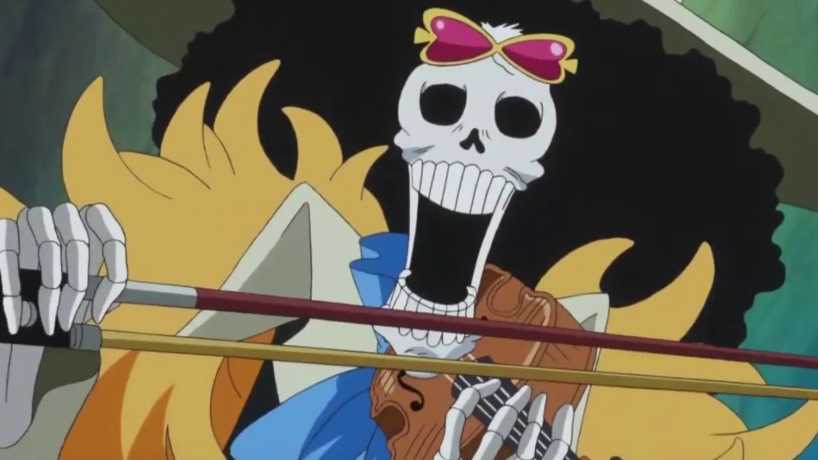 Brook from One Piece playing the violin