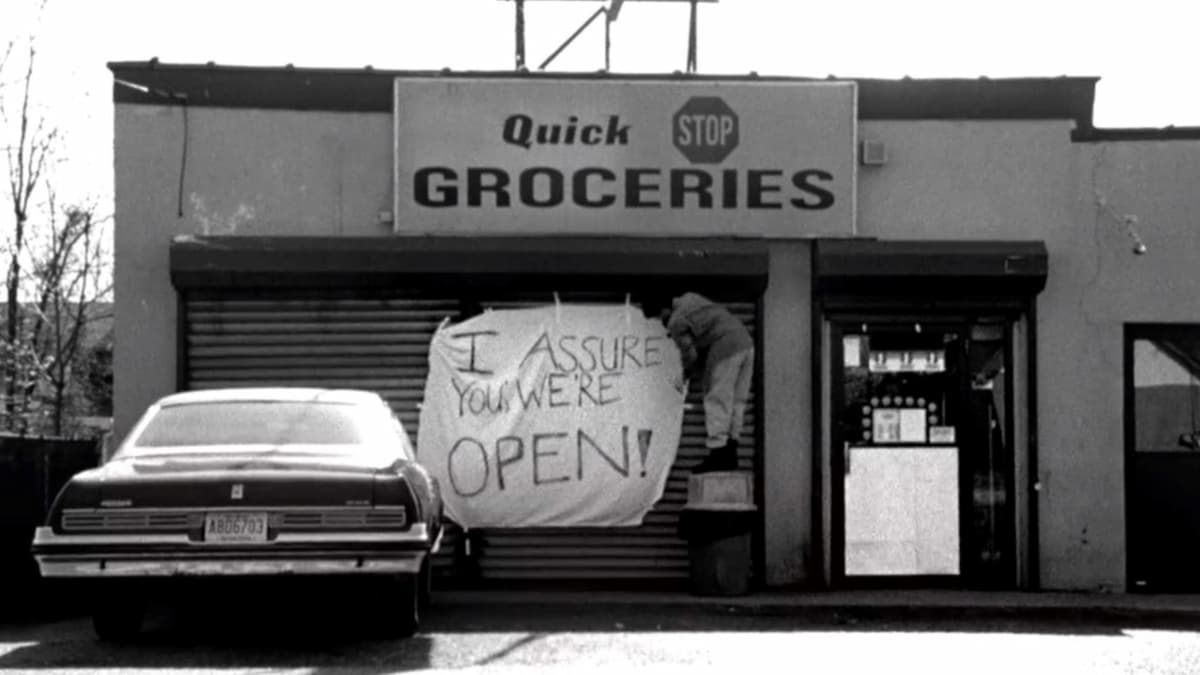 Clerks Open sign
