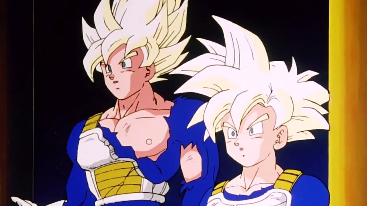 Gohan and Goku are shown as Super Saiyans in 'Dragon Ball Z'.