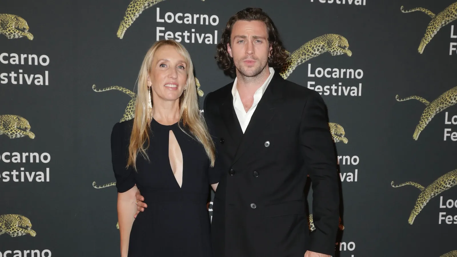 Sam Taylor-Johnson and Aaron Taylor-Johnson attend the 75th Locarno Film Festival red carpet on August 03, 2022 in Locarno, Switzerland.