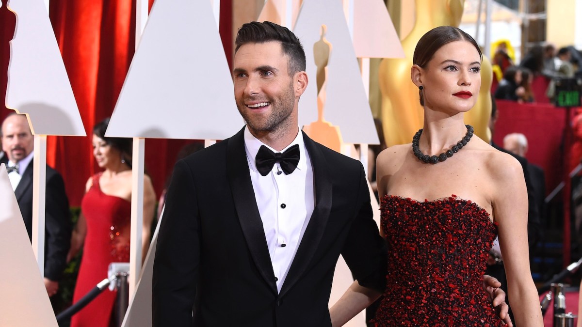 Adam Levine and Behati Prinsloo attend the 87th Annual Academy Awards at Hollywood & Highland Center on February 22, 2015 in Hollywood, California.