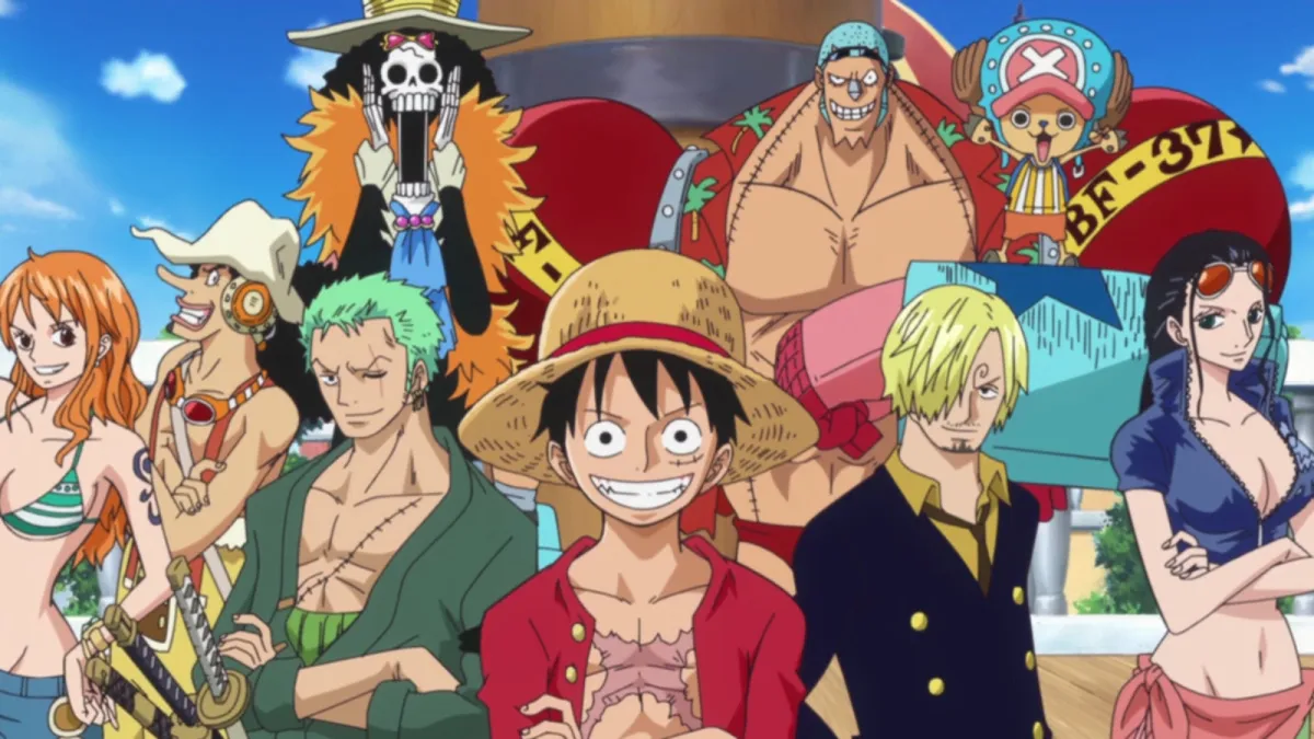 All of the Straw Hat crew in One Piece facing the camera