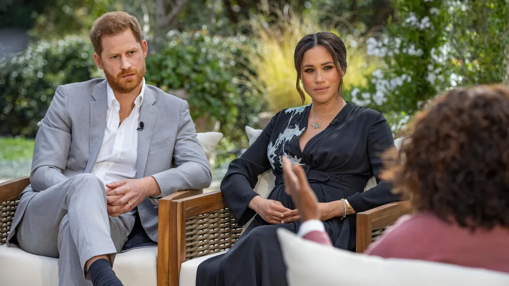 Prince Harry and Meghan Markle in their interview with Oprah