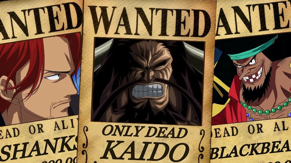 Three wanted posters from One Piece