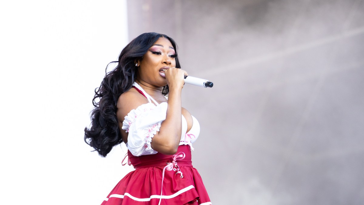 Megan Thee Stallion performs at SUPERBLOOM Festival 2022 on September 03, 2022 in Munich, Germany wearing a traditional German outfit.
