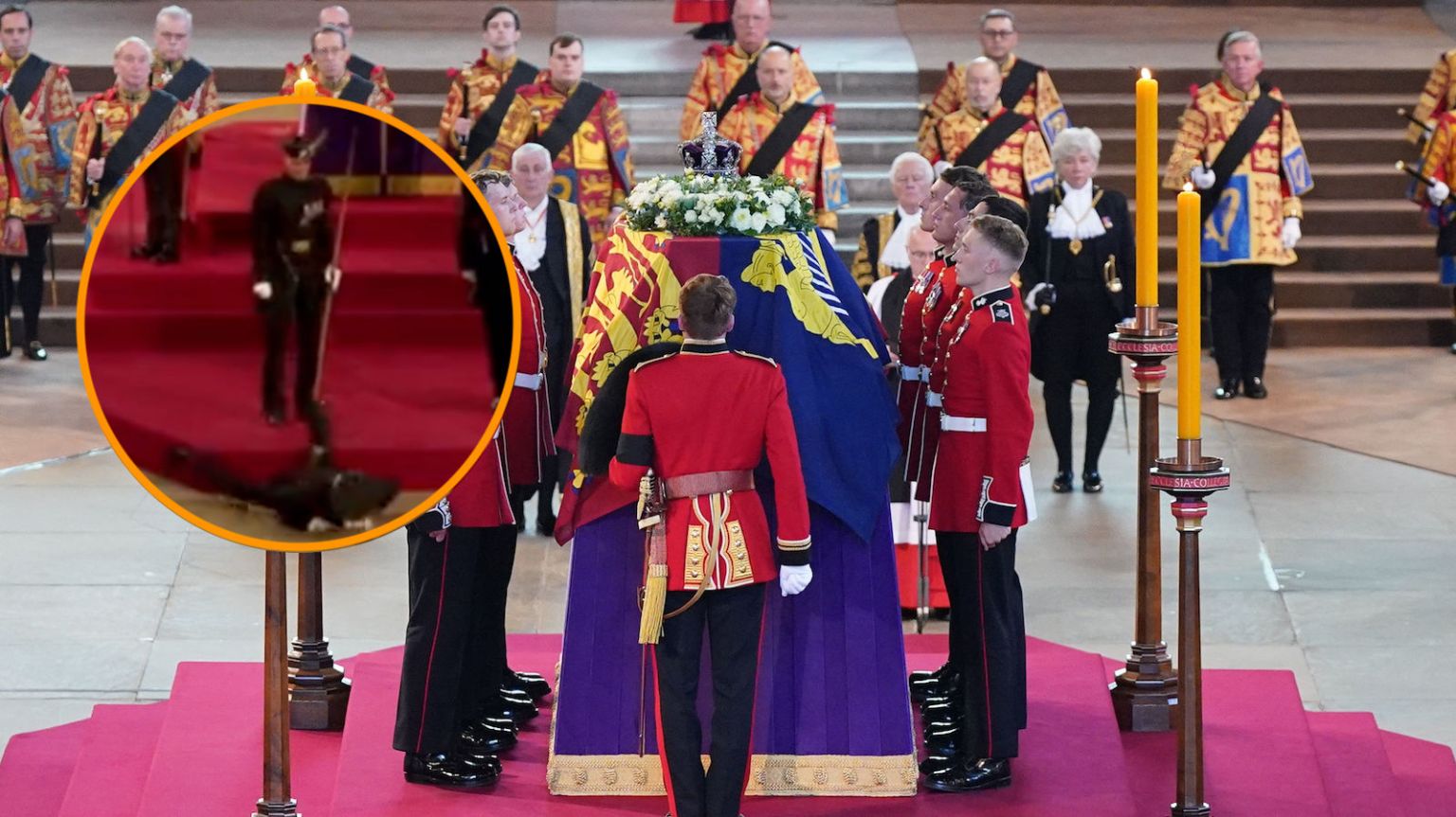 Royal Guards Are Collapsing Guarding The Queen's Body During
