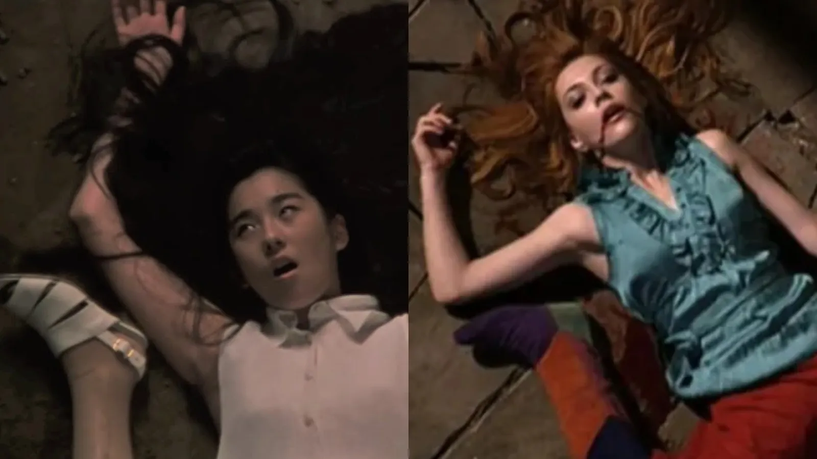 Screengrabs from Don't Look up (1996) (left) and Don't Look Up (2009) (right)