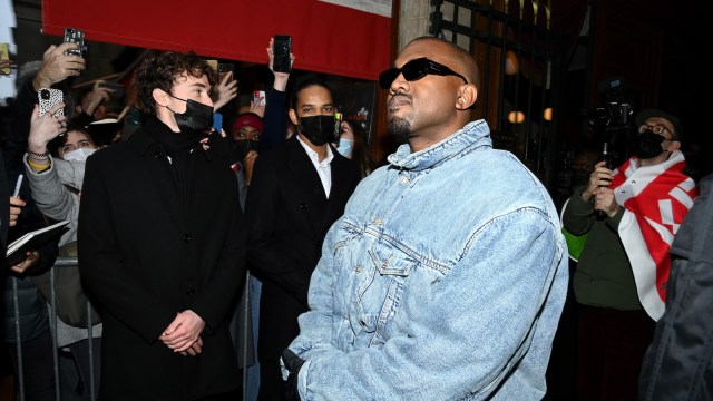 Kanye West aka Ye attends the Kenzo Fall/Winter 2022/2023 show as part of Paris Fashion Week on January 23, 2022 in Paris, France.