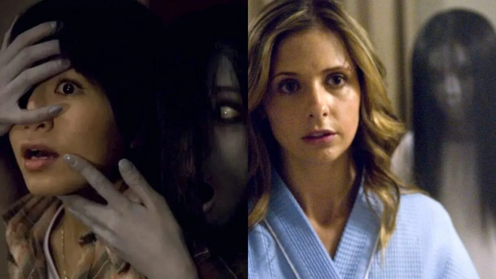 Screencaps from The Grudge (2002) (left) and The Grudge (2004) (right)