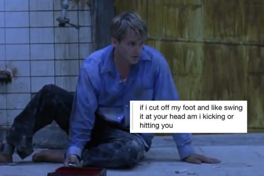 Dr. Lawrence Gordon cutting off his foot in Saw meme