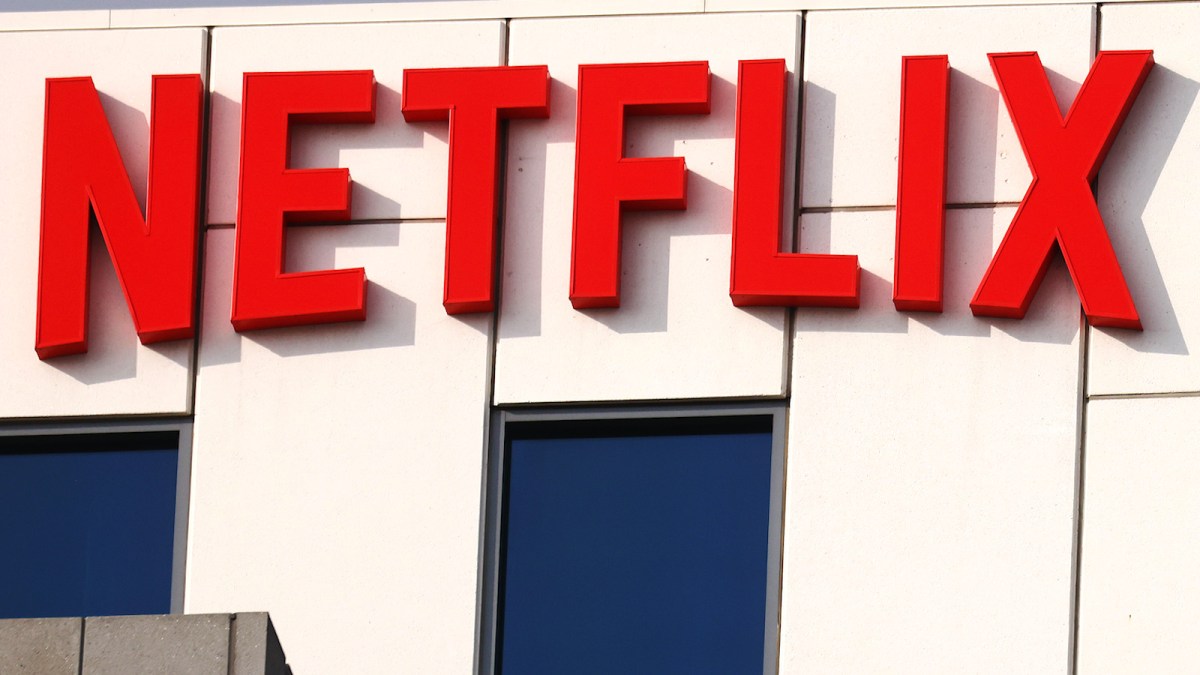 Netflix logo displayed on the site of a building