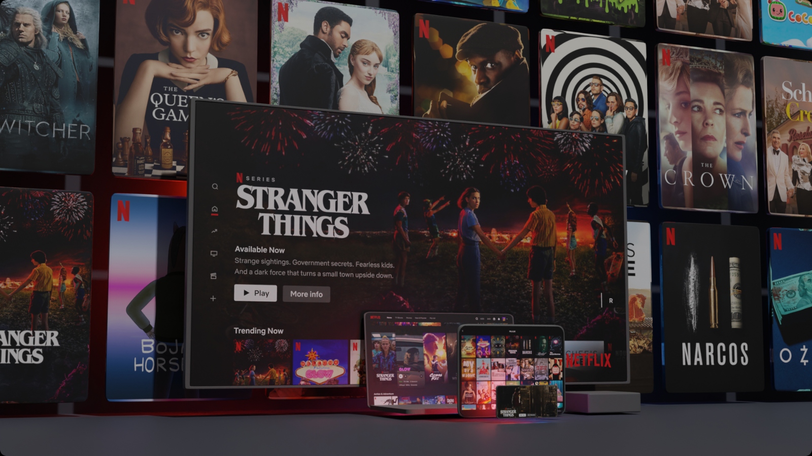 Netflix banner highlighting several shows