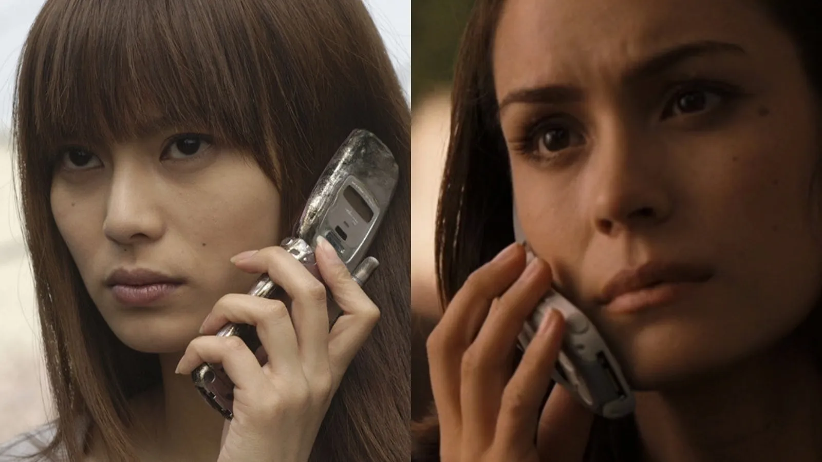 Screengrabs from One Missed Call (2003) (left) and One Missed Call (2008) (right)