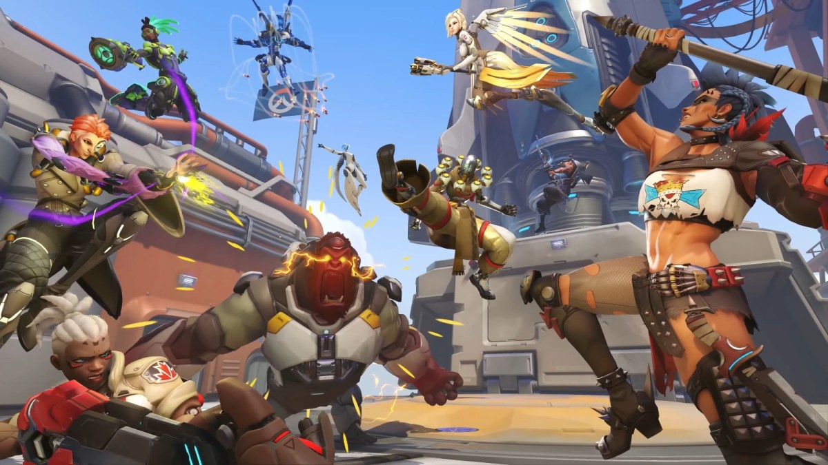 Several Overwatch characters fighting