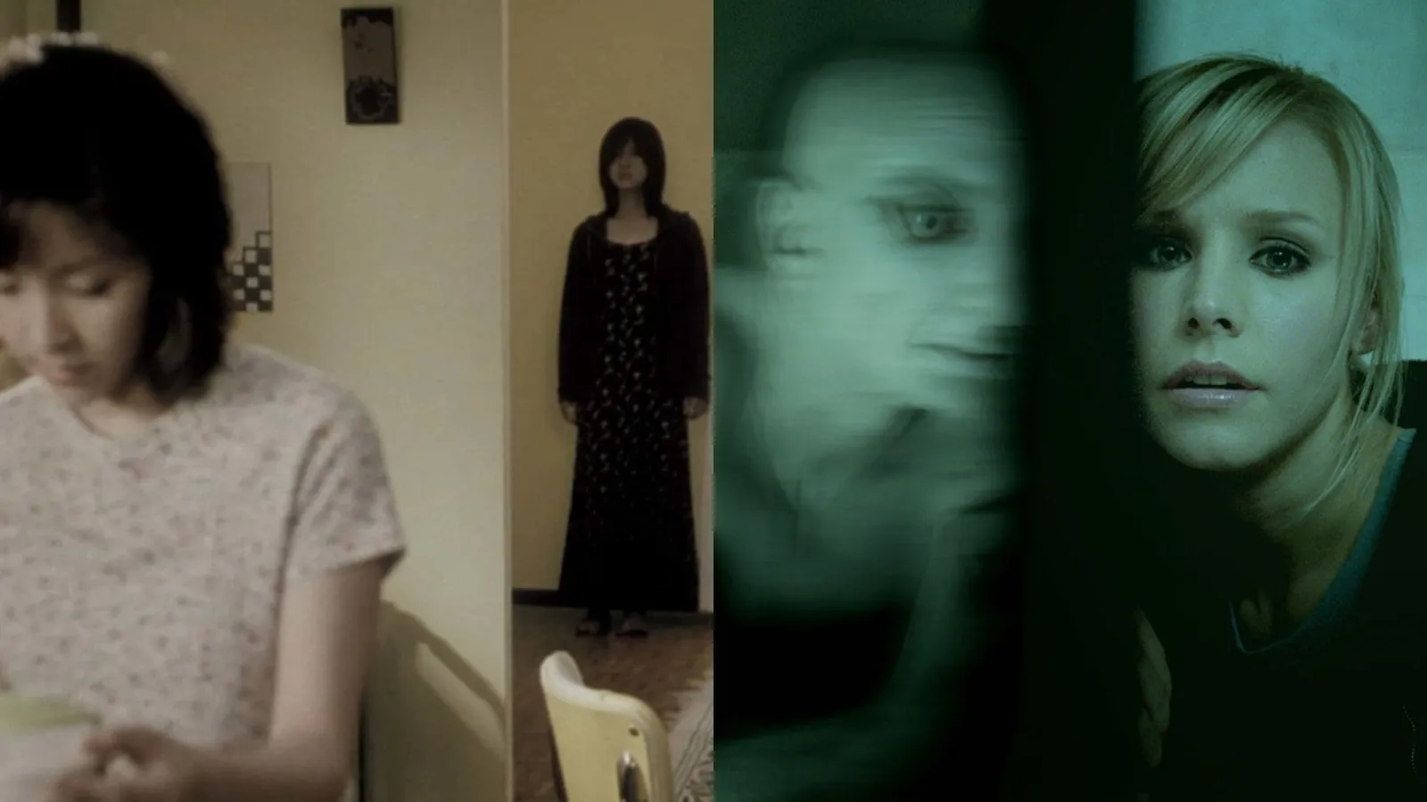 Screencaps from Pulse (2001) (left) and Pulse (2006) (right)