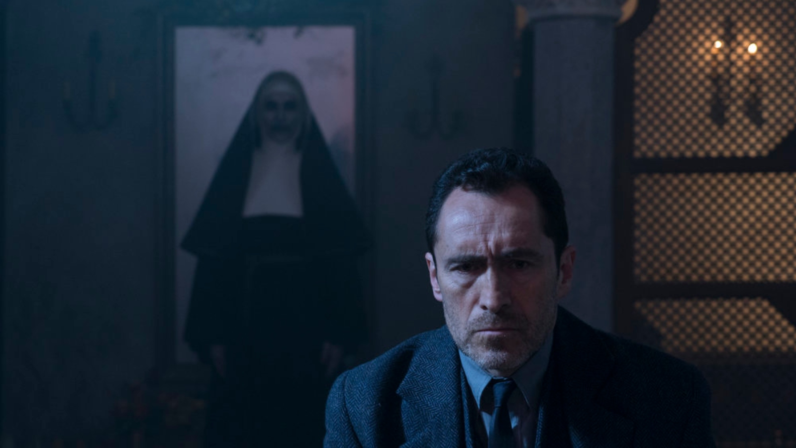 Valak stalking Father Burke in The Nun