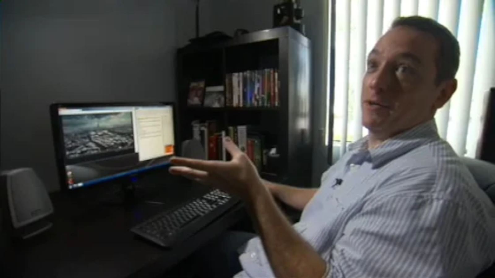 A Netflix tagger sits in front of his computer and explains what he job entails. 