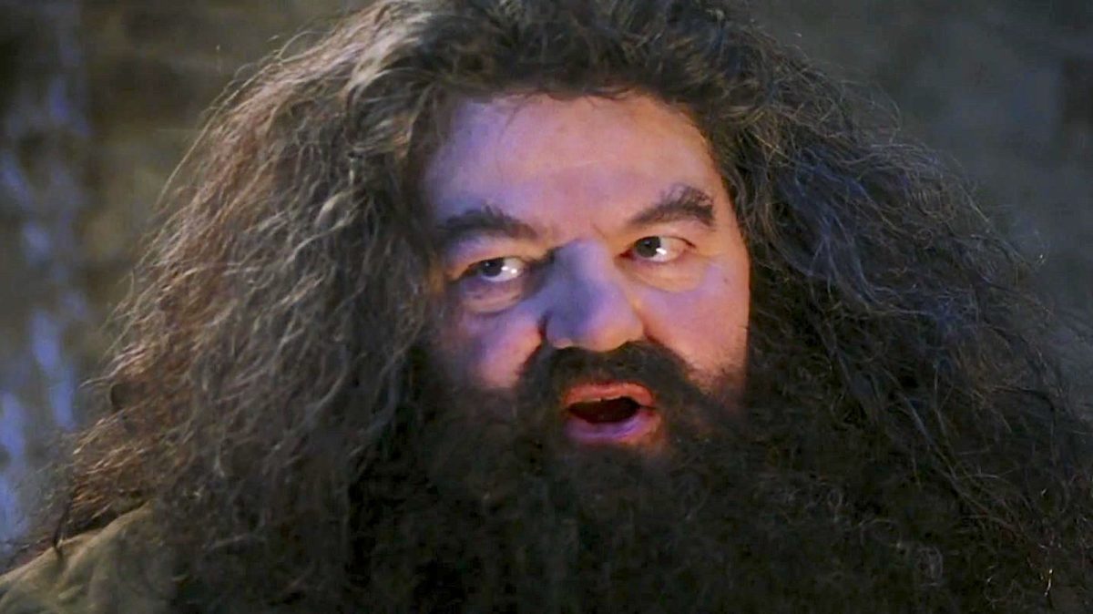 Robbie Coltrane as Hagrid in 'Harry Potter and the Sorcerer's Stone'