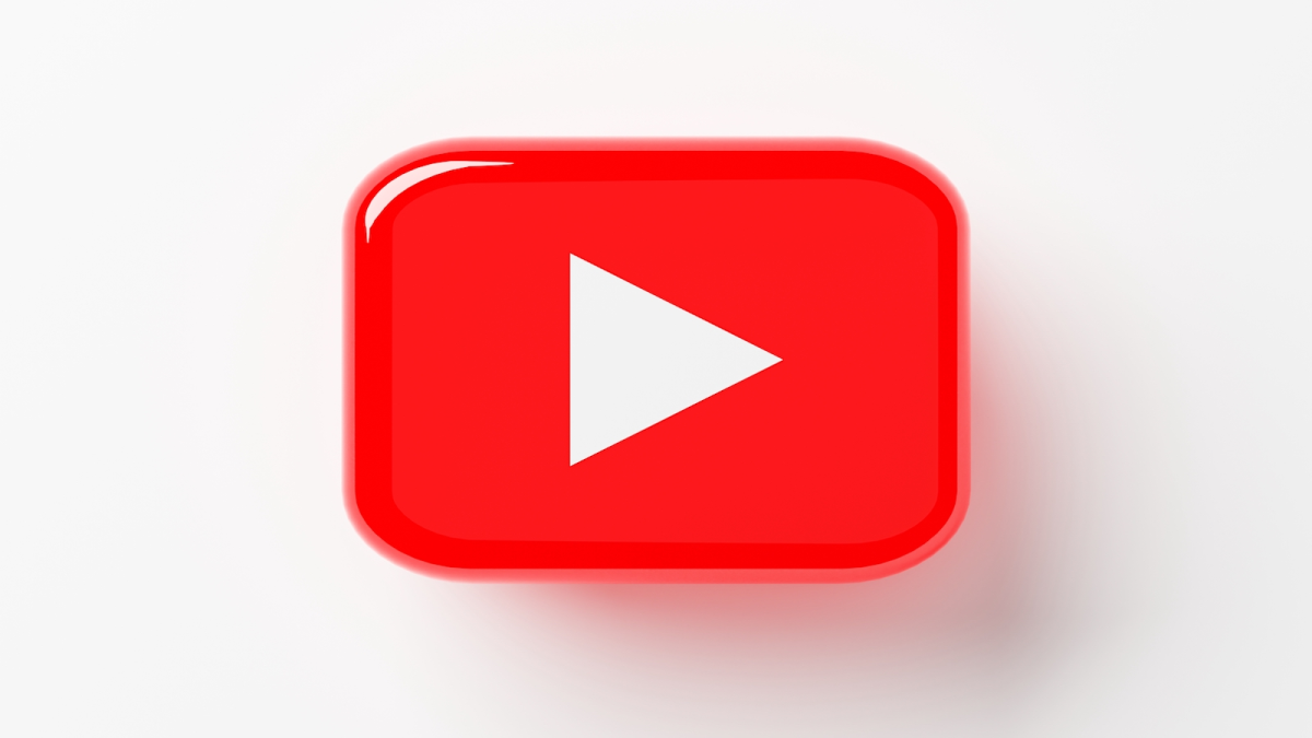 YouTube's red play icon button on white background. Social Media and sign concept. 3D illustration rendering