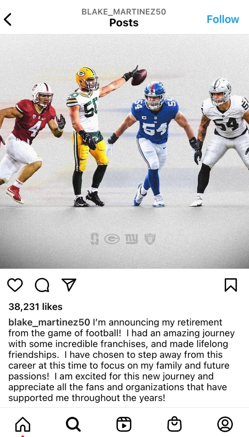 NFL player Blake Martinez retires after selling $672,000 Pokémon