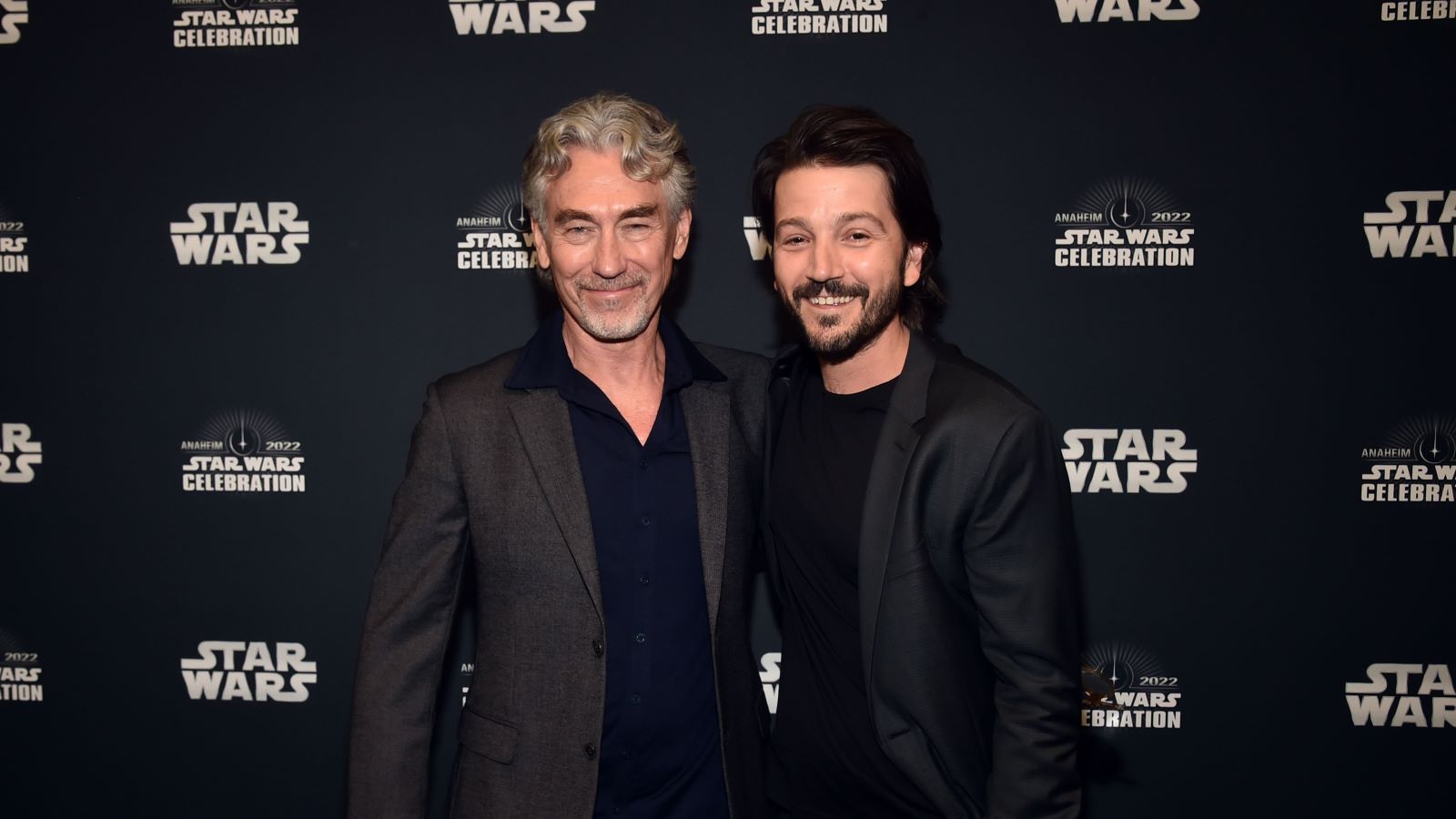 Tony Gilroy and Diego Luna attend the studio showcase panel at Star Wars Celebration for “Andor” in Anaheim, California on May 26, 2022. The new original series from Lucasfilm launches exclusively on Disney+ August 31. (Photo by Alberto E. Rodriguez/Getty (Images for Disney)