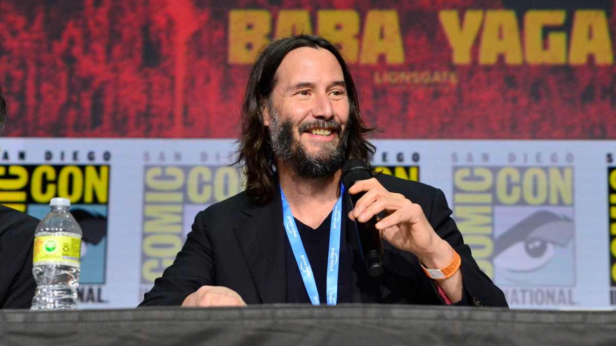 Keanu Reeves speaks onstage during "Collider": Directors on Directing Panel at Comic-Con at San Diego Convention Center on July 22, 2022 in San Diego, California