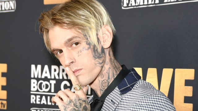 Aaron Carter attends WE tv Celebrates the 100th Episode of the "Marriage Boot Camp" reality stars franchise and the premiere of "Marriage Boot Camp Family Edition" "Marriage Boot Camp Family Edition" at SkyBar at the Mondrian Los Angeles on October 10, 2019 in West Hollywood, California.