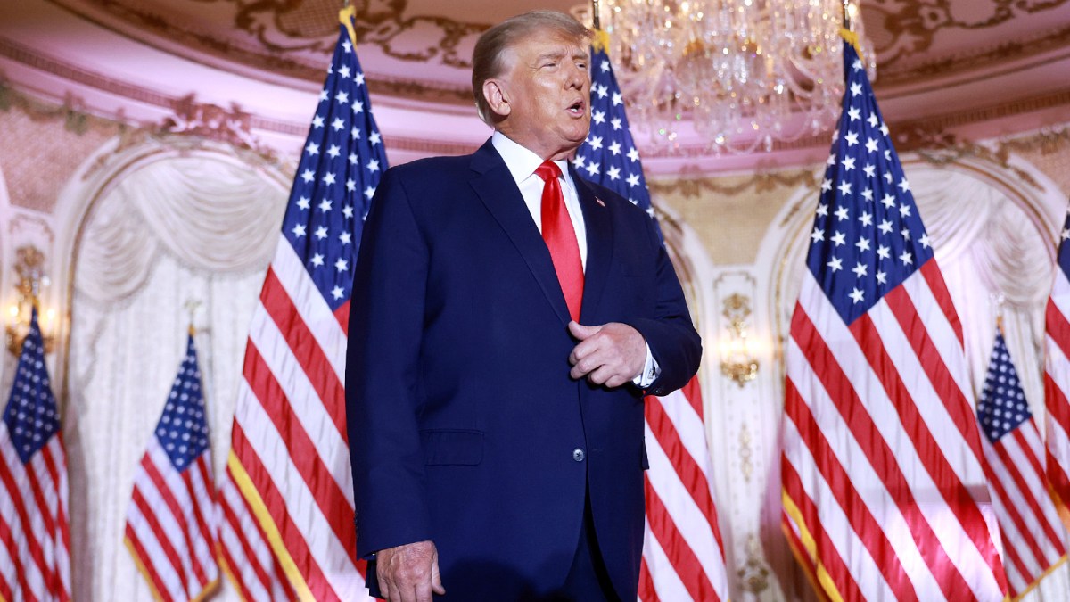 Former U.S. President Donald Trump arrives on stage to speak during an event at his Mar-a-Lago home on November 15, 2022 in Palm Beach, Florida.