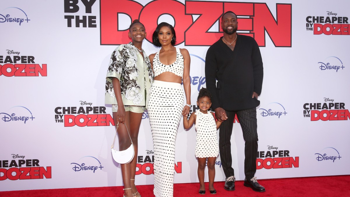 Zaya Wade, Gabrielle Union, Kaavia James Union Wade and Dwyane Wade attend the World Premiere of "Cheaper By the Dozen" at El Capitan Theatre in Hollywood, California on March 16, 2022.