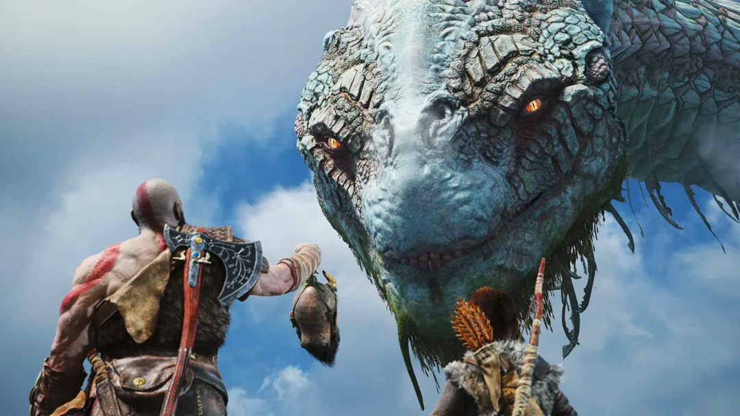 Kratos is heading something to a monster in God of War.