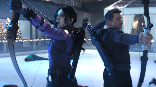 Hailee Steinfeld and Jeremy Renner as Kate Bishop and Clint Barton in 'Hawkeye'