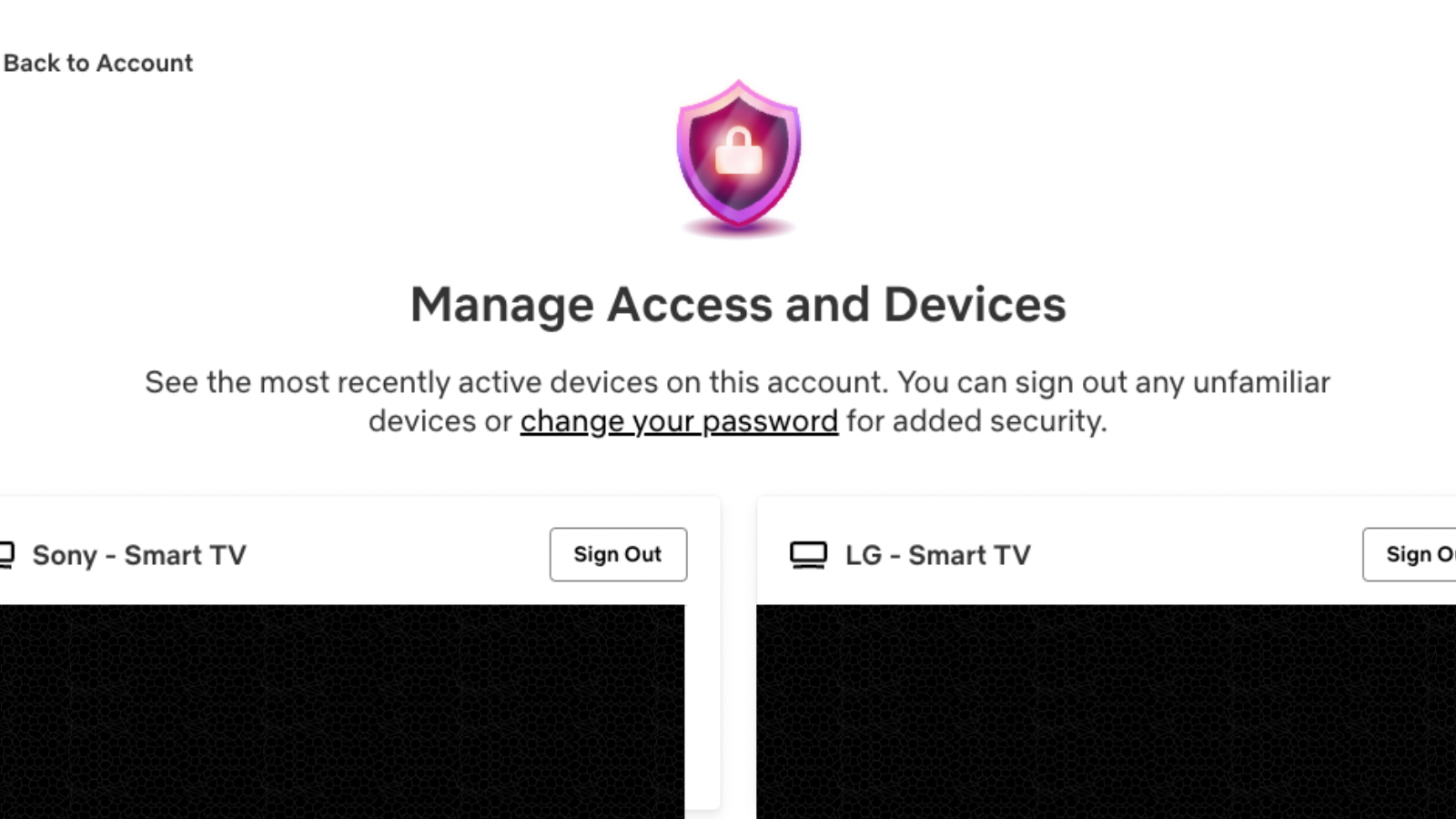 Netflix's Manage Devices Screen