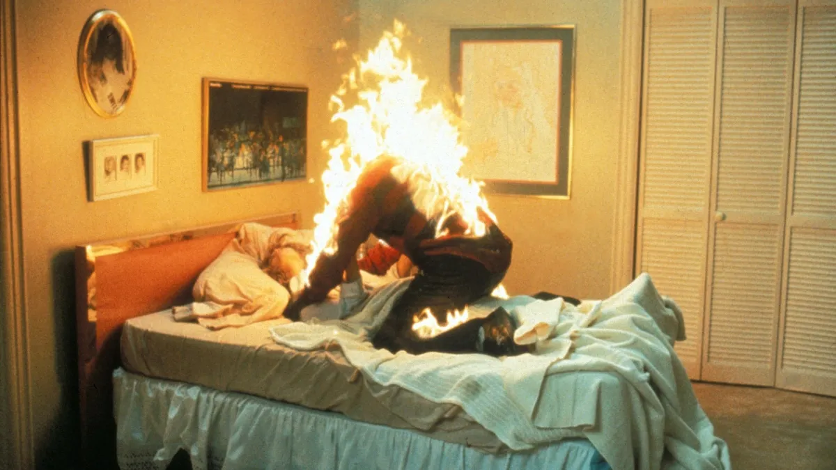 Freddy Krueger on fire in A Nightmare on Elm Street
