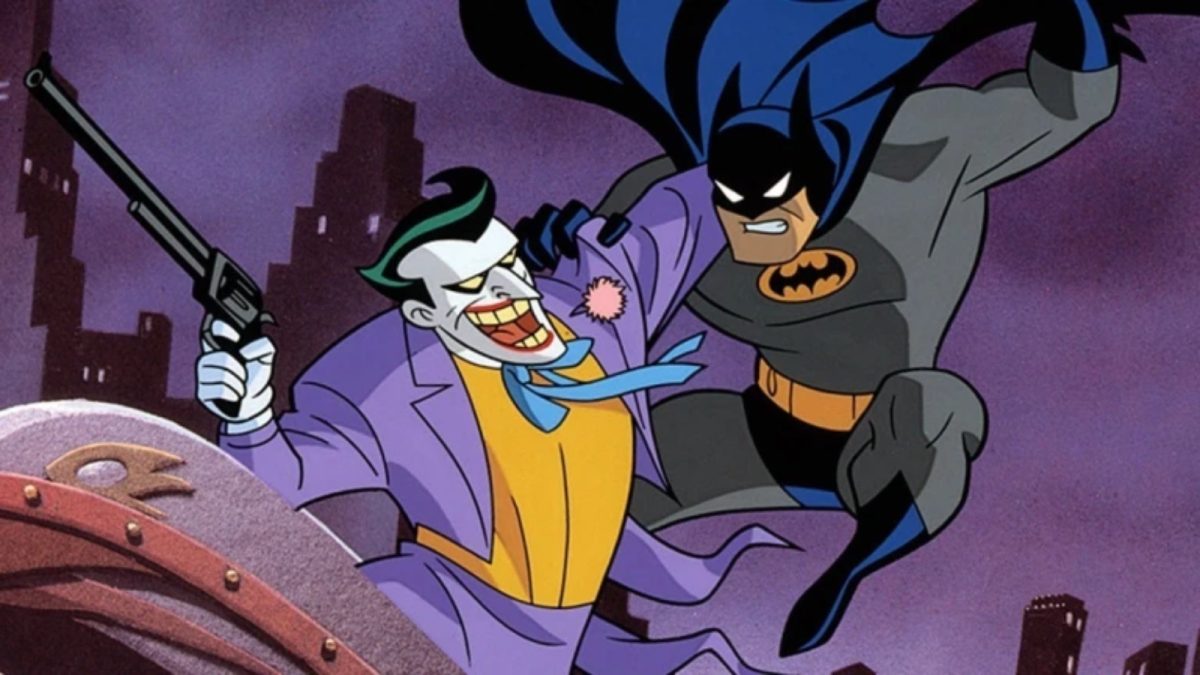 Batman fighting Joker in Batman: The Animated Series