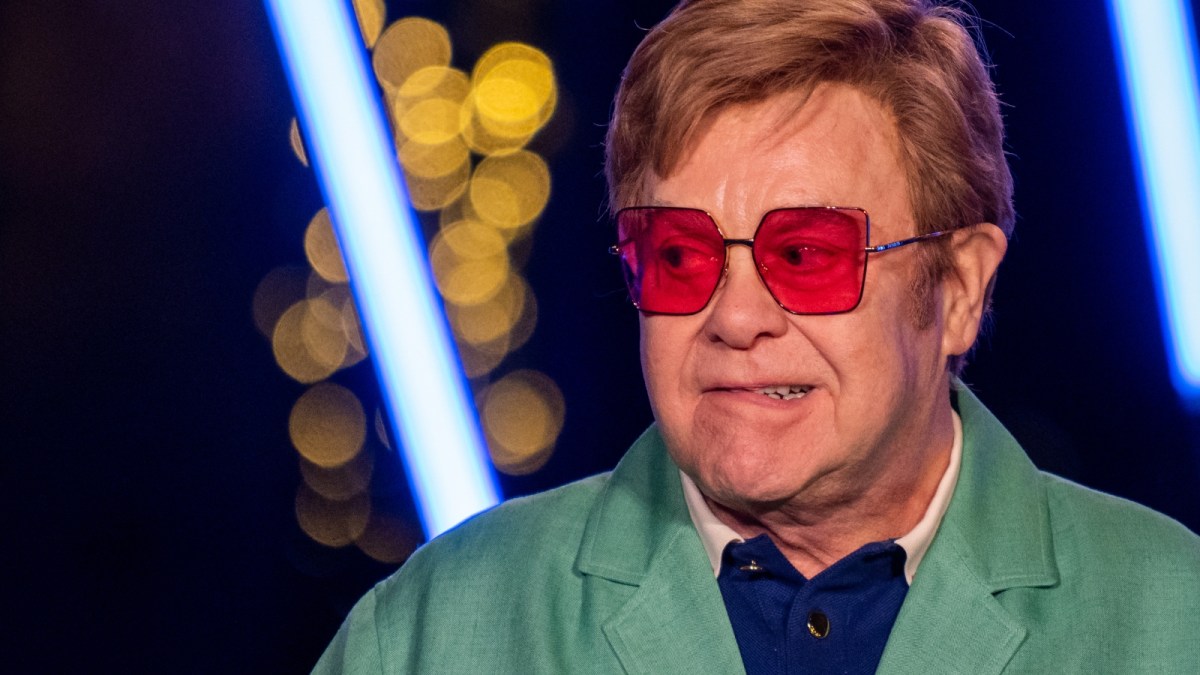 Elton John at the 2022 Saks Fifth Avenue Holiday Windows
