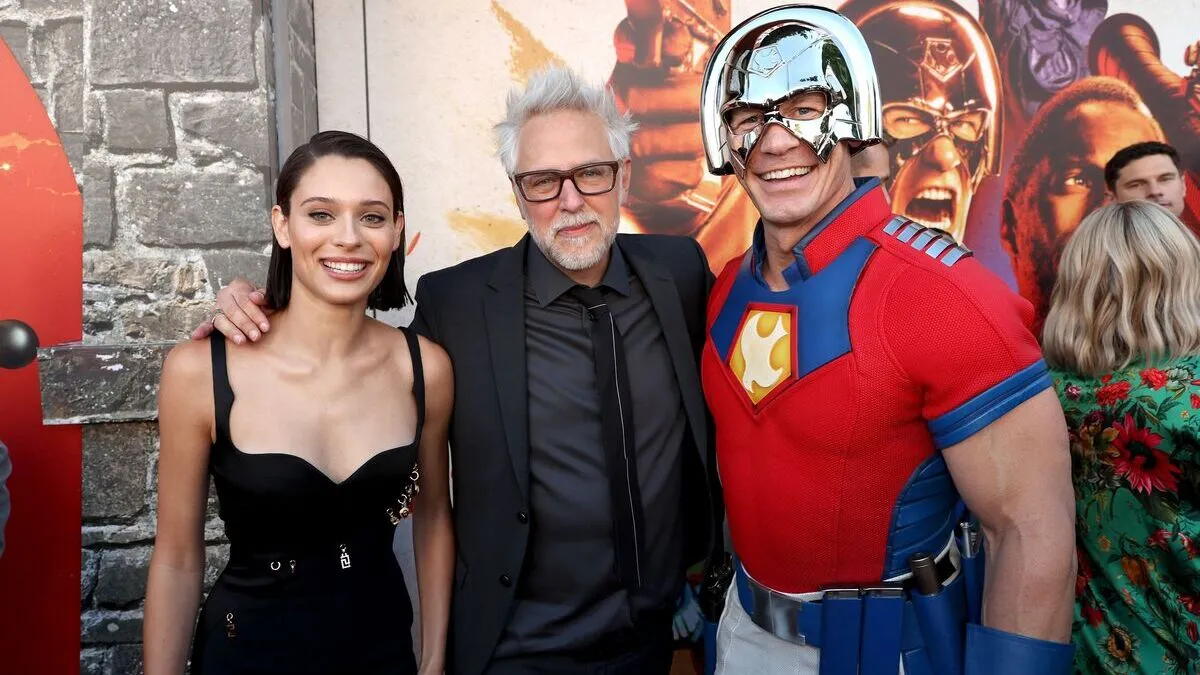 Daniela Melchior, James Gunn, and John Cena attend the Warner Bros. premiere of "The Suicide Squad"