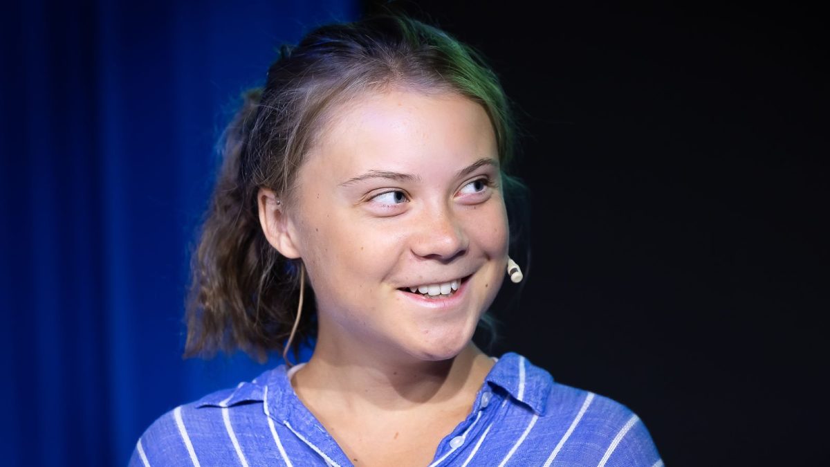 Climate activist Greta Thunberg speaks during a talk with students at Natural History Museum on June 27, 2022 in London, England. Thunberg teamed up with the Natural History Museum to produce an event for school students centred around biodiversity loss, one of the themes of her forthcoming book, The Climate Book. (Photo by Tim Whitby/Getty Images)