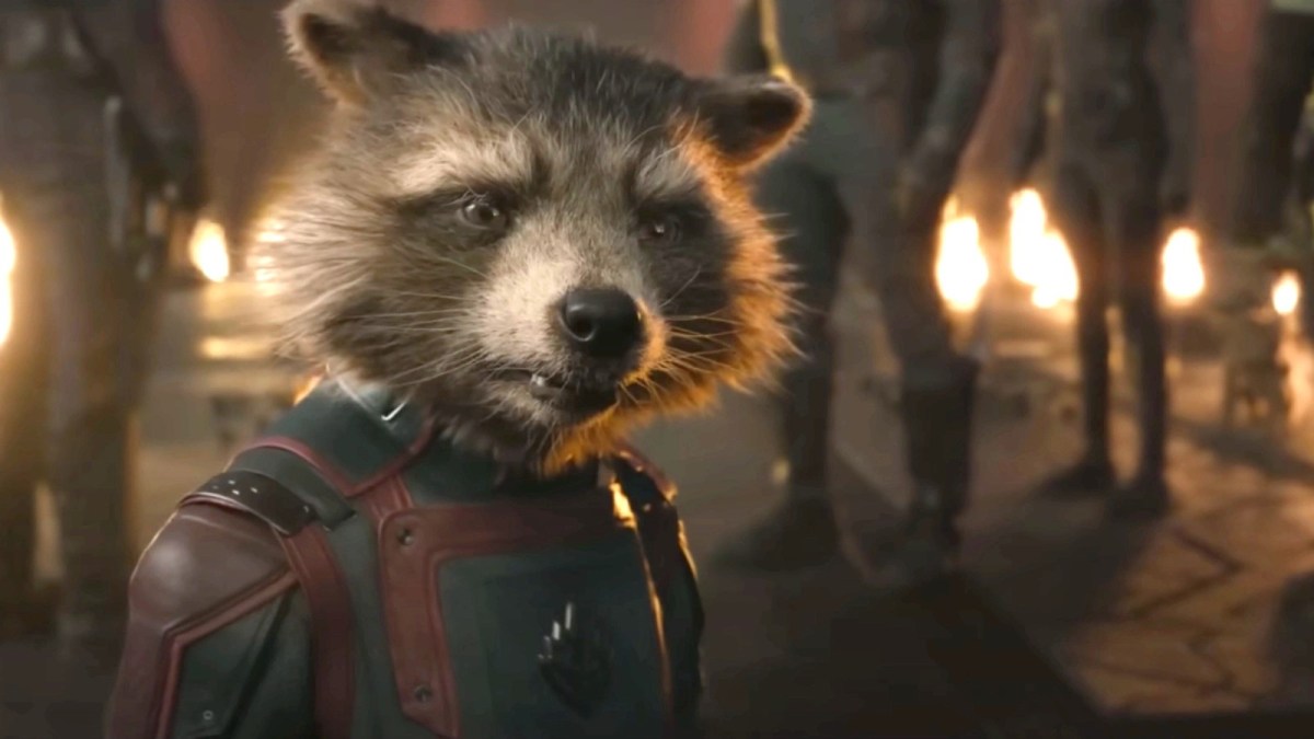 Rocket raccoon in the Guardians of the Galaxy Vol 3. trailer