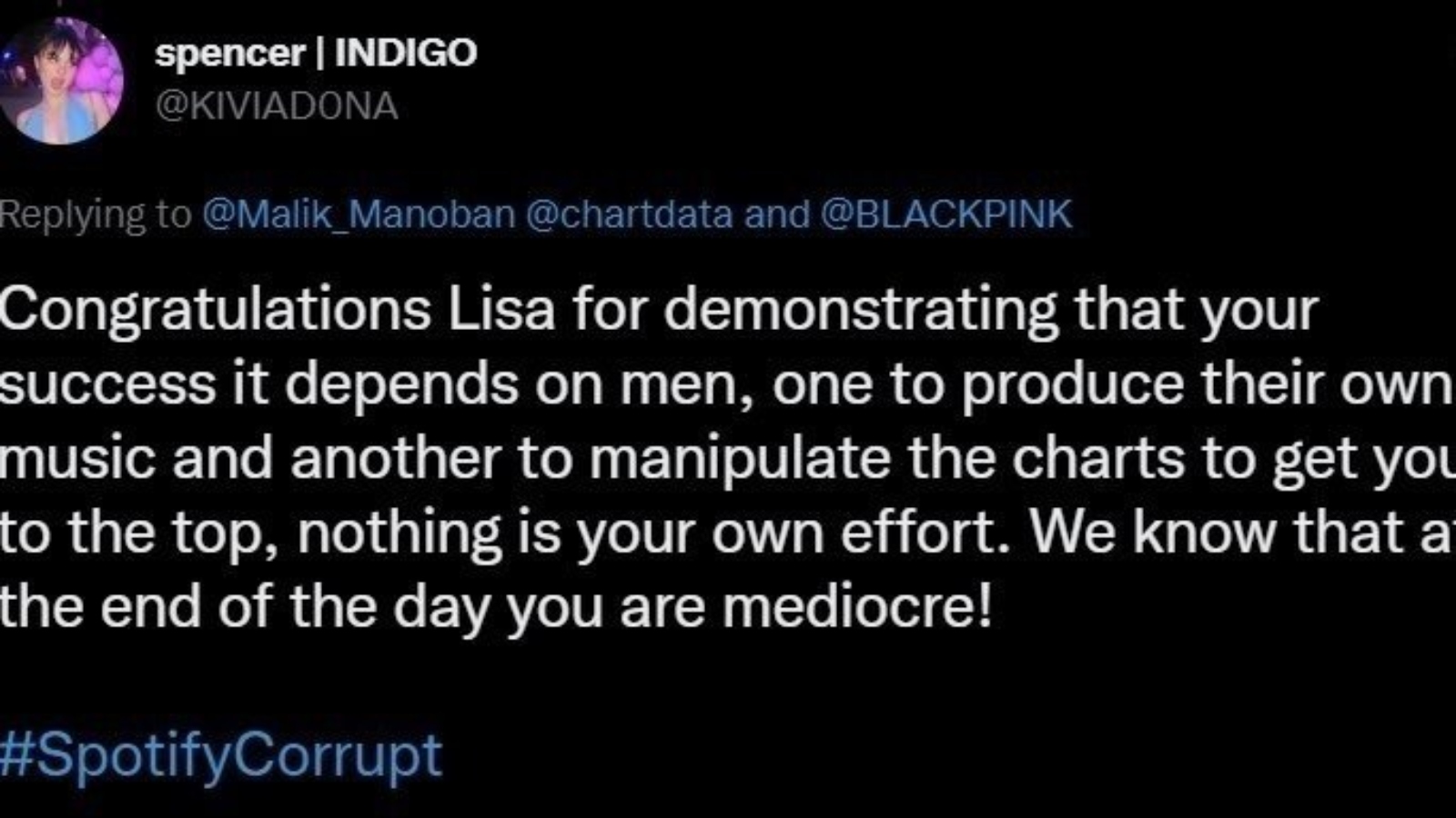 BLACKPINK's Lisa harassment tweet 